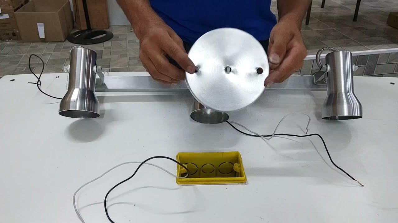 Instalação do spot no trilho p/3 lâmpadas COM USO DA CANOPLA.
