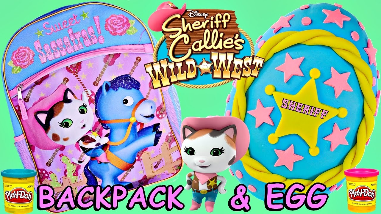 Giant Play Doh Surprise Egg SHERIFF CALLIE & Surprise Backpack Book Bag