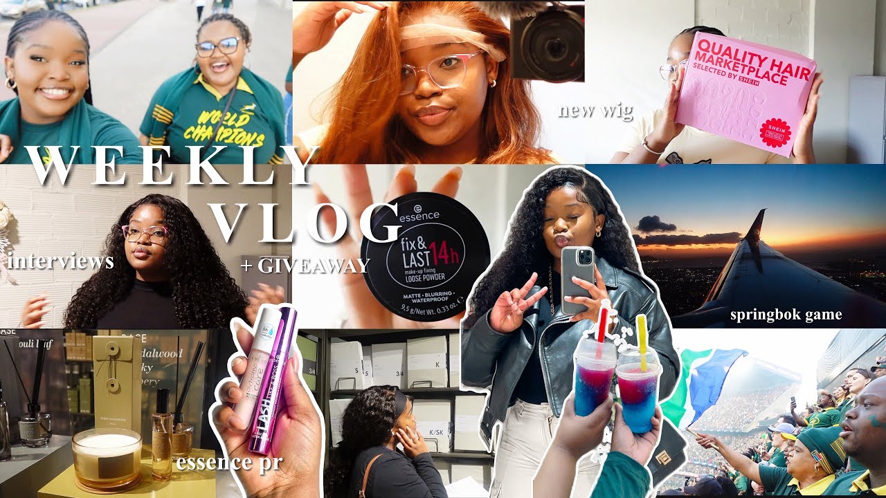 Weekly Vlog | 10k GIVEAWAY, new wig, Springbok game, new wig, essence pr, interviews, gym | UCT
