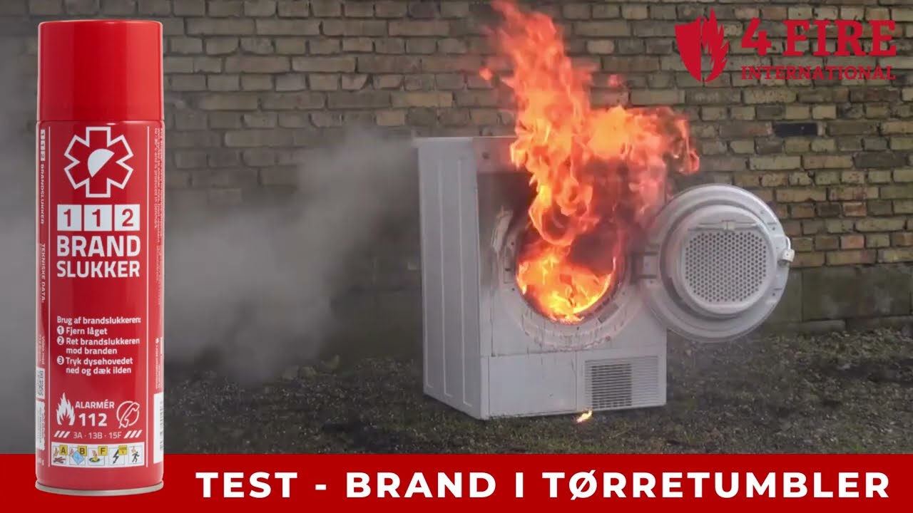 Brand i t&oslash;rretumbler - TEST af 112 BRANDSLUKKER fra 4FIRE INTERNATIONAL