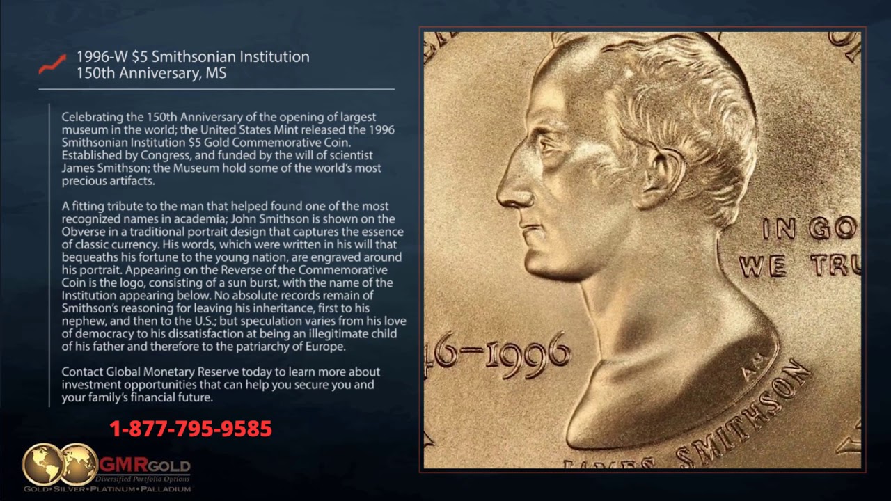 1996 W $5 Smithsonian Institution 150th Anniversary