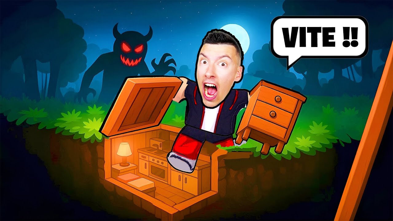 RAMENEZ DES MEUBLES DANS LE BUNKER LA JOURNÉE, MAIS NE RESTEZ PAS DEHORS LA NUIT... ! ! 😨💀😱 ROBLOX