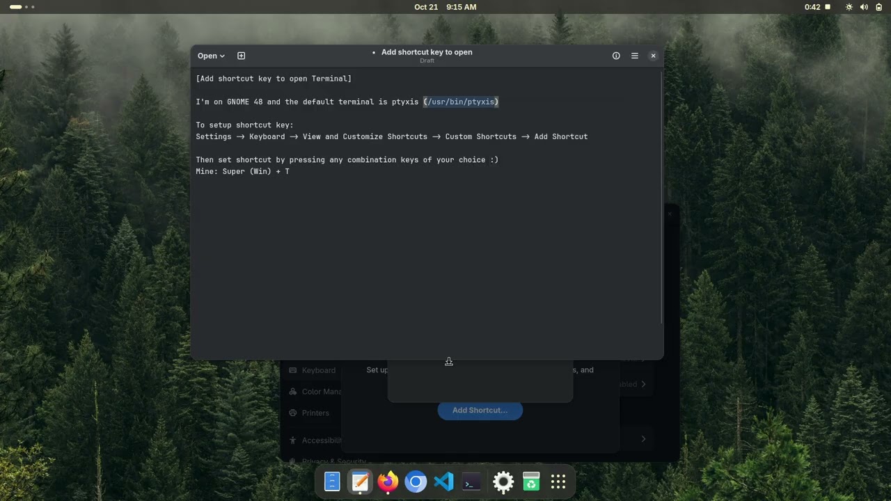 GNOME: Shortcut Key to Open Terminal [2025]