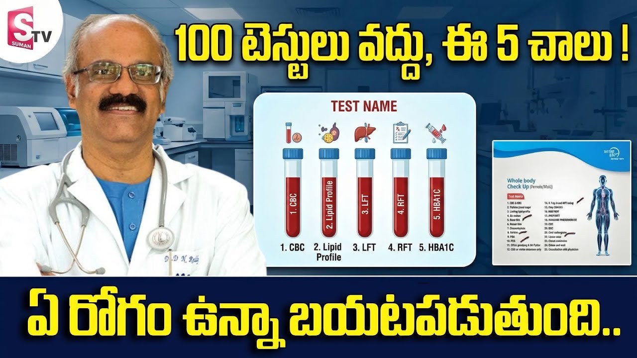 ఈ 5 టెస్టులు కచ్చితంగా చేయించుకోండి? 5 Main Tests For Full Body Check Up || Dr. Nageshwar Reddy