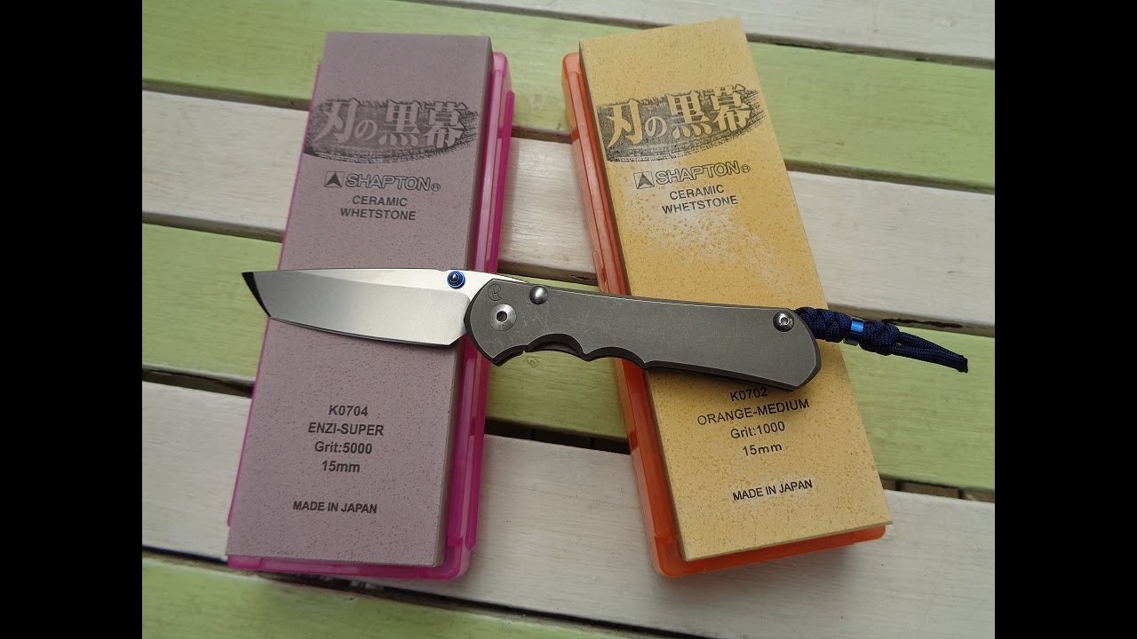 Sharpening CRK Inkosi Tanto on a Shapton ceramic 1000, 5000 whetstone