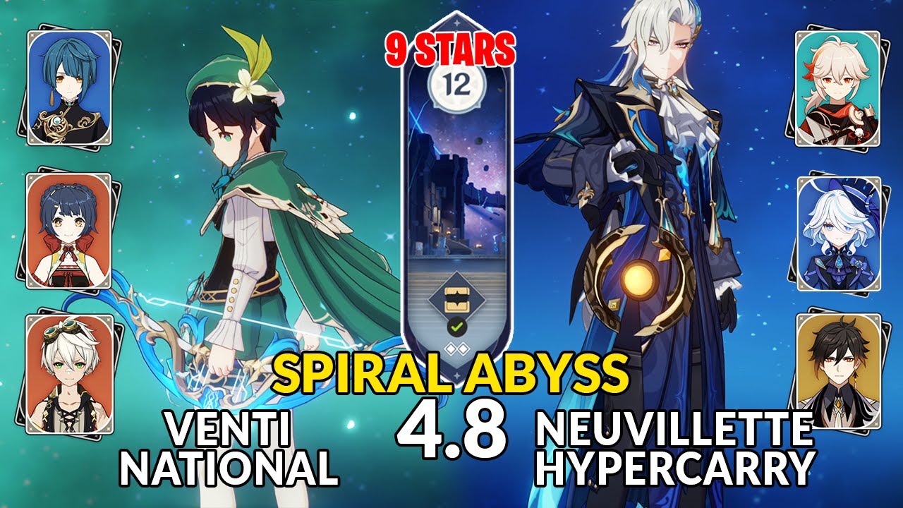 New 4.8 Spiral Abyss│Venti National & Neuvillette Hypercarry | Genshin Impact Floor 12