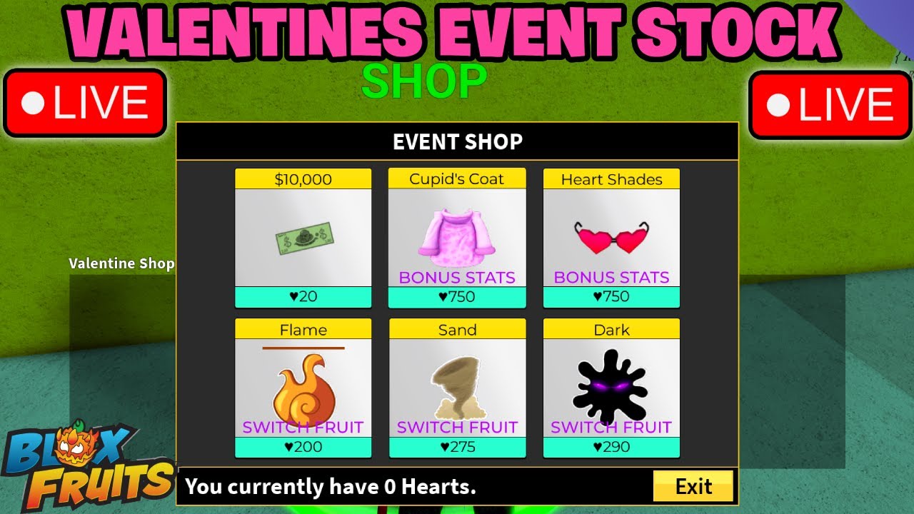 BLOX FRUITS VALENTINES EVENT STOCK LIVE 24/7 - VALENTINES EVENT BLOX FRUITS NEW UPDATE