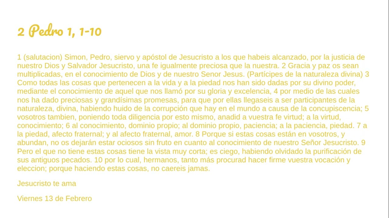 Palabra de Dios Evangelio de hoy 13 de Febrero del 2026