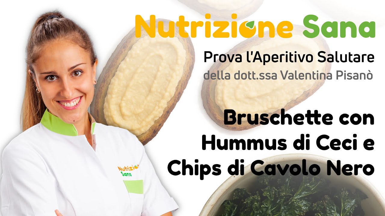 Aperitivo semplice - Bruschette con hummus di ceci e chips di cavolo nero