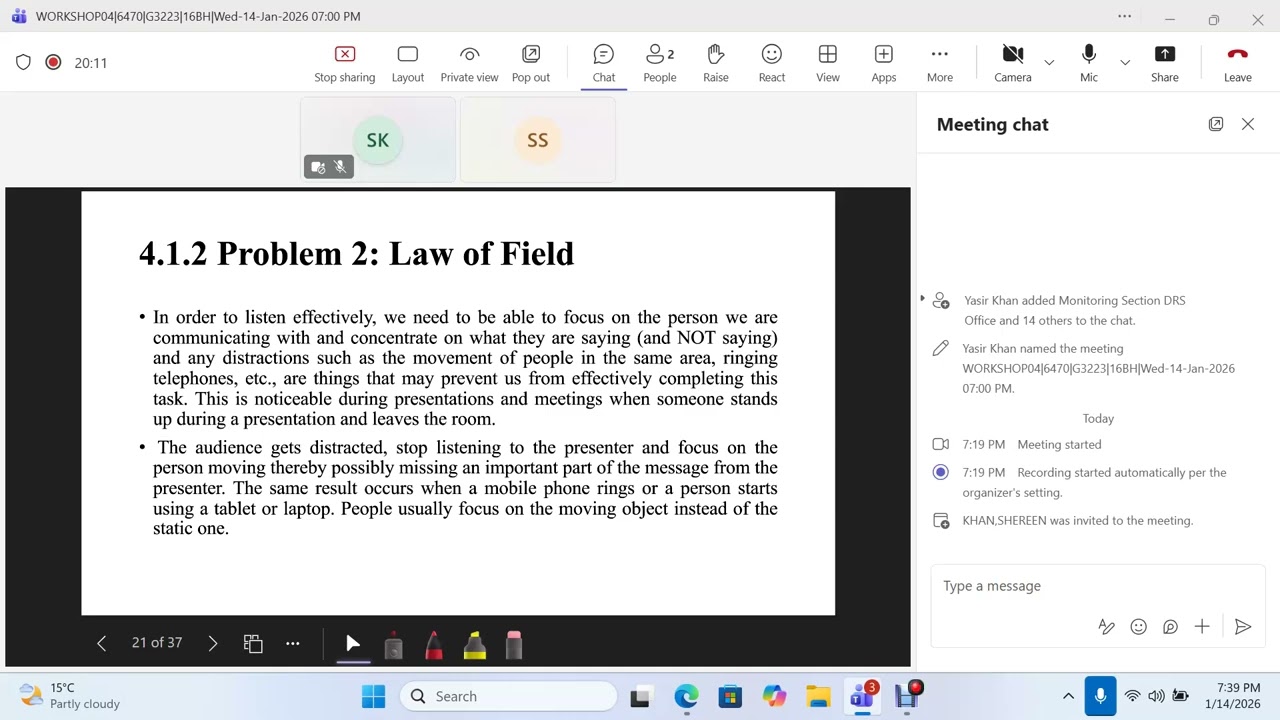 AIOU 6470 English III Unit 4 Problems With Listening: Law of Closure, Law of Field, Prejudice,