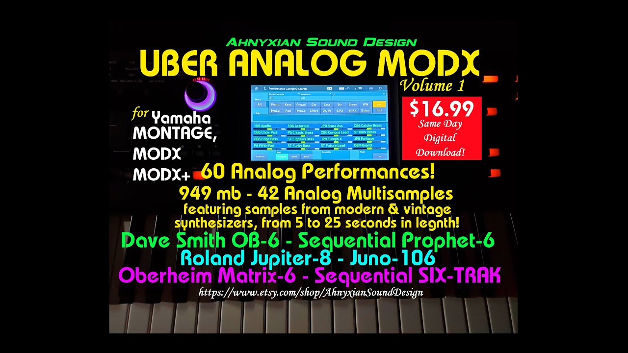 Yamaha Montage Sample Pack Uber Analog MODX Volume 1 Layer Demo Jupiter-8 OB-6 Prophet-6