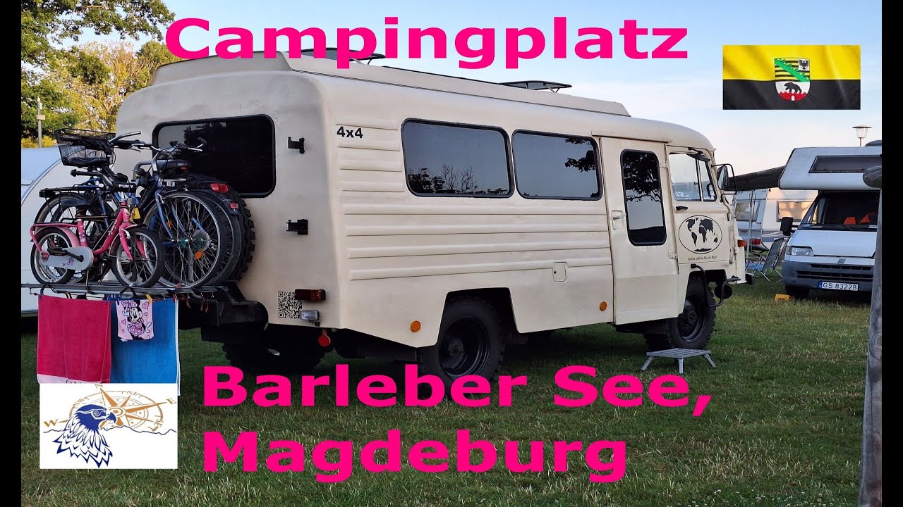 Camping auf Wiese ohne Parzellierung, Campingplatz Barleber See bei Magdeburg