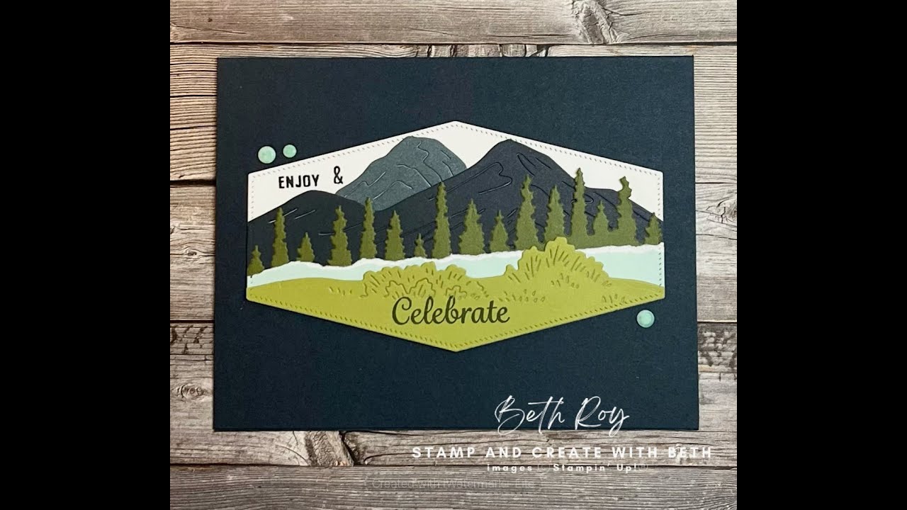 Layered card with scenic adventure and nested essentials dies