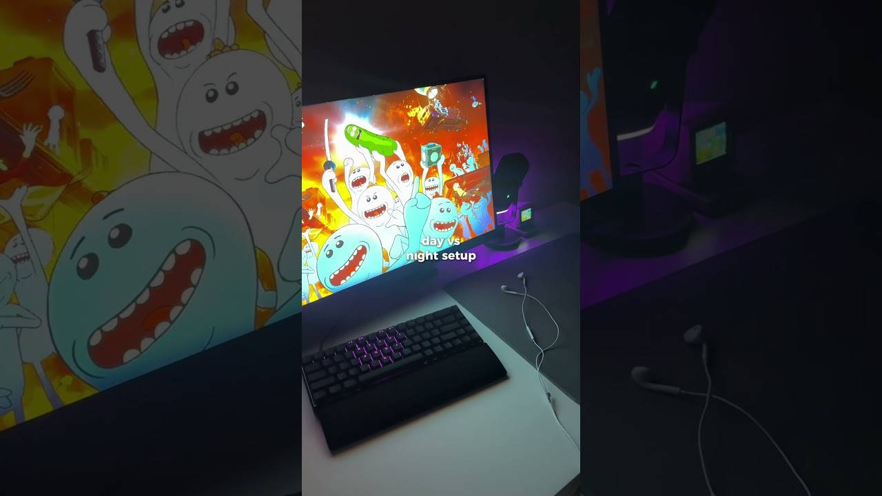 My Setup in Day vs Night&hellip; WHY DOES IT CHANGE SO MUCH?! 😭🔥#dayvsnight #desksetup #macbooksetup