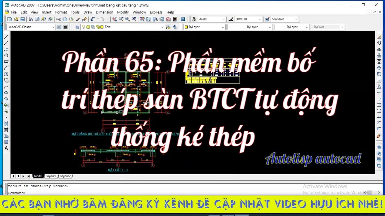 Phần 65: Phần mềm vẽ mặt bằng kết cấu và tự động bố trí thép sàn