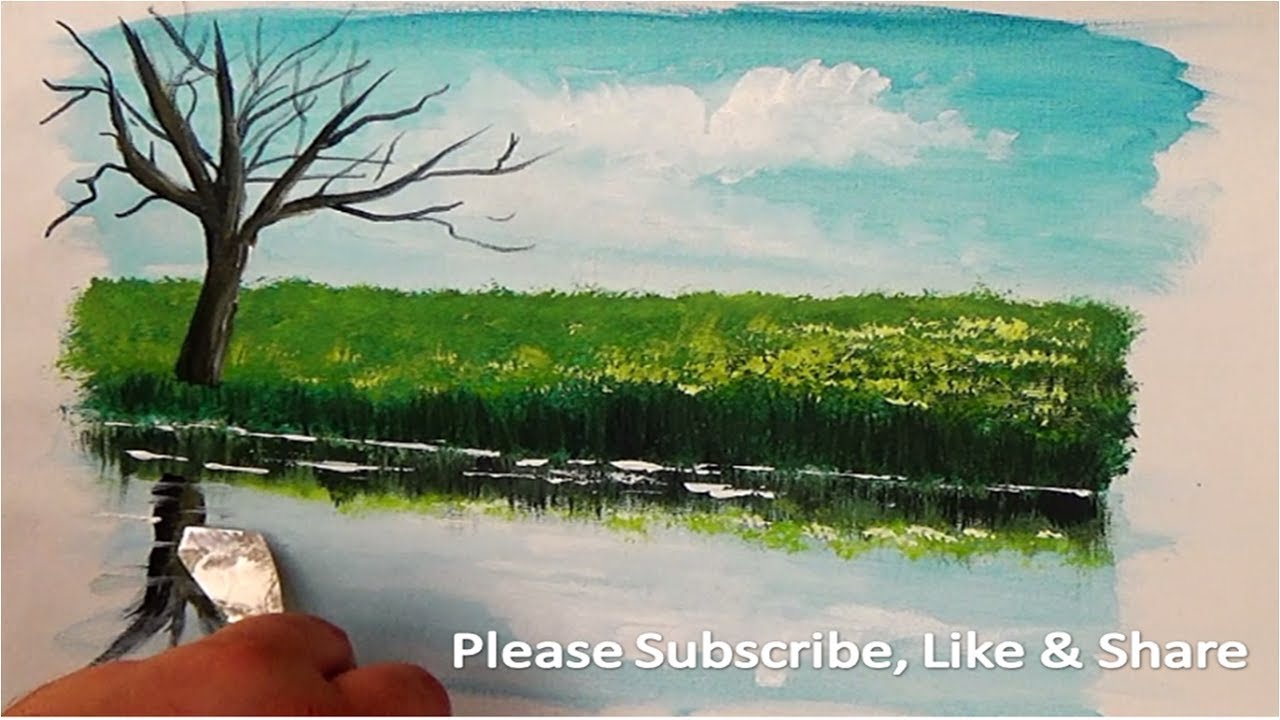How to Draw / paint / Acrylics / water reflection درس رسم الضؤ والظل اللوحة بالوان الاكريليك