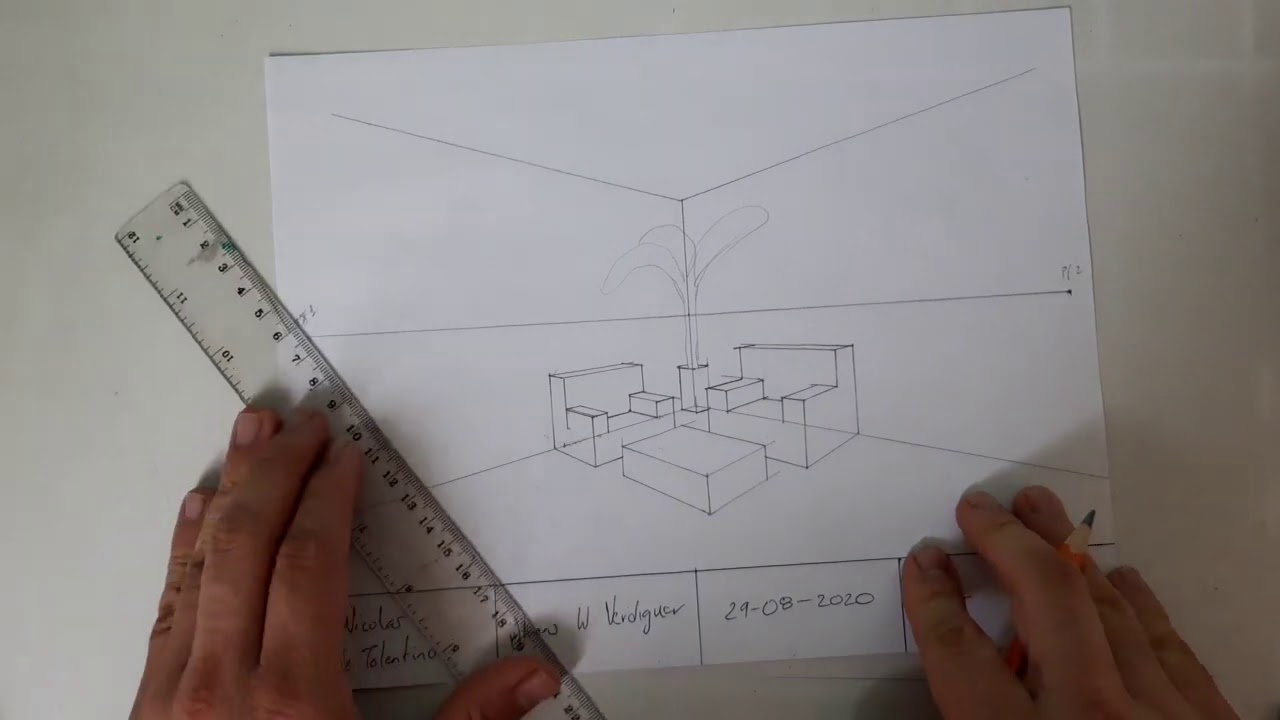 perspectiva de dos puntos de fuga (sala)