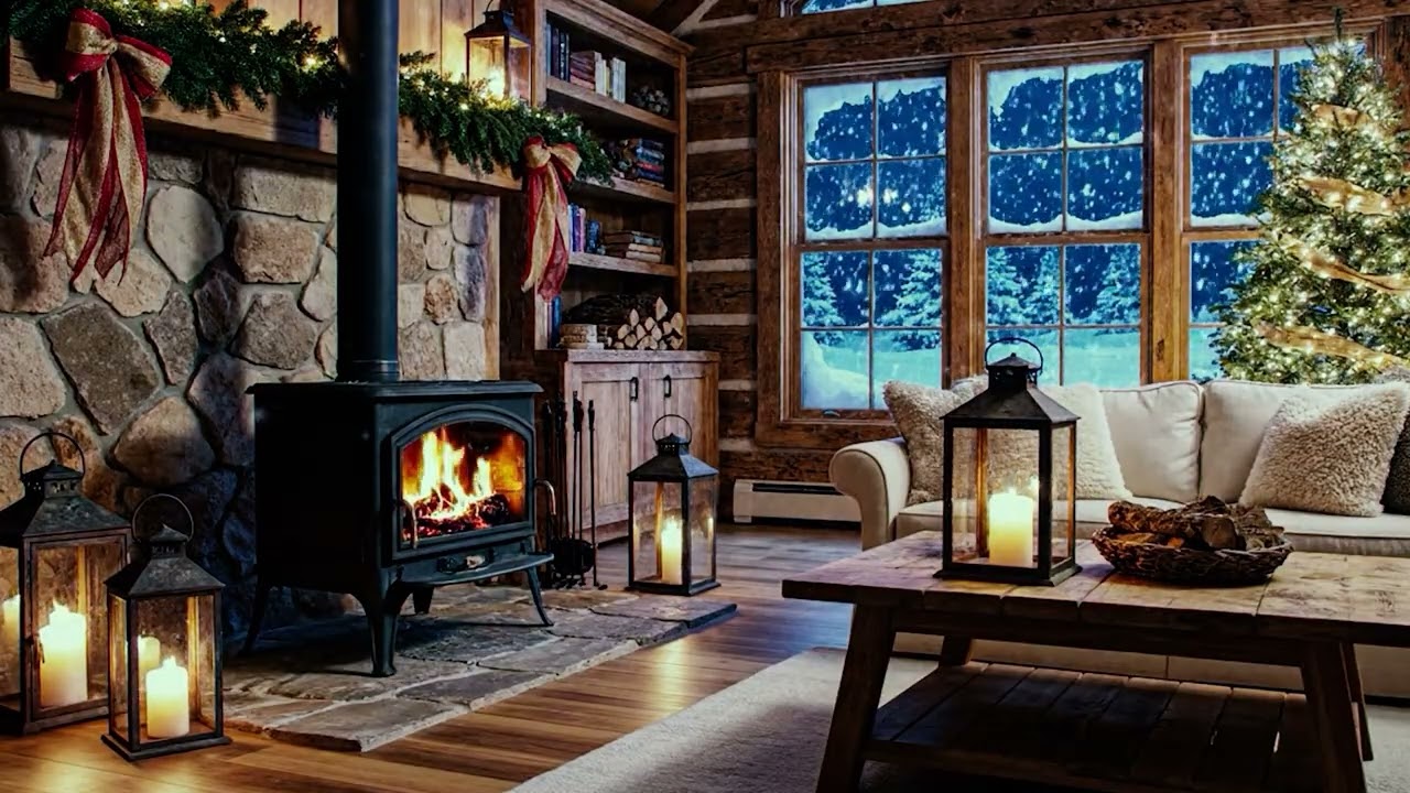 🔥Cozy Christmas Woodstove in a Snow Storm - Deep Sleep❄️