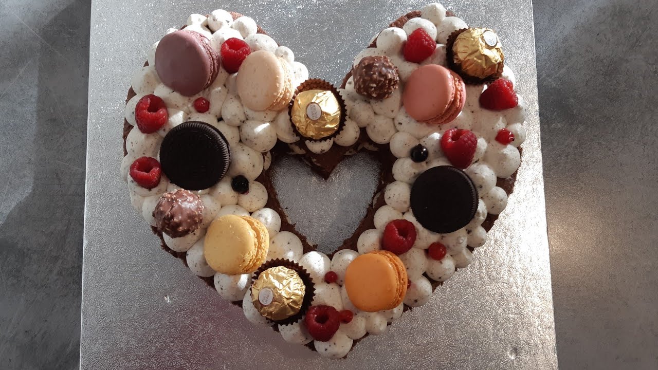 💞Heart-cake, letter cake en forme de cœur au chocolat, fruits rouges, Oreo et vanille💞