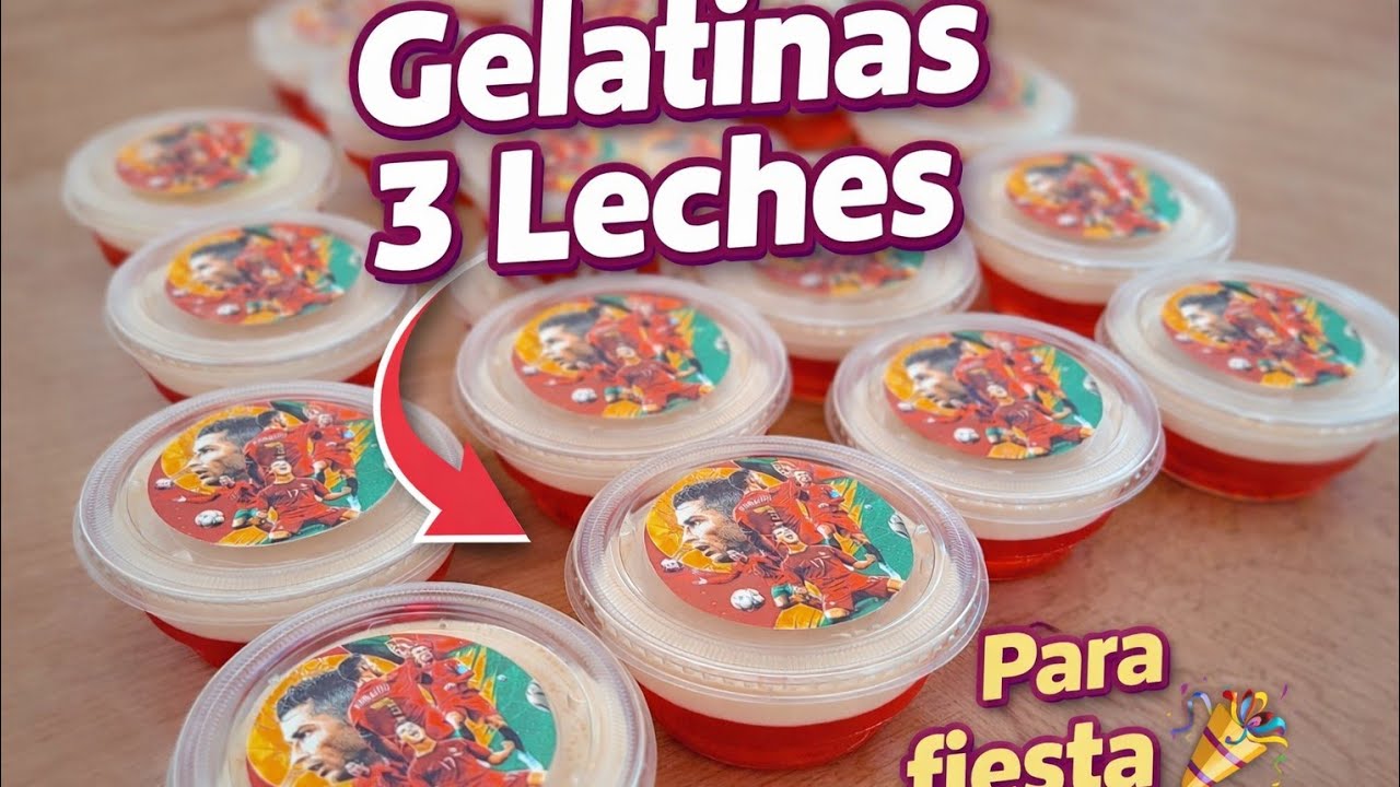 Cómo hacer GELATINAS DE 3 LECHES individuales para FIESTAS 🎊 / GELATINAS COM TEMÁTICA 