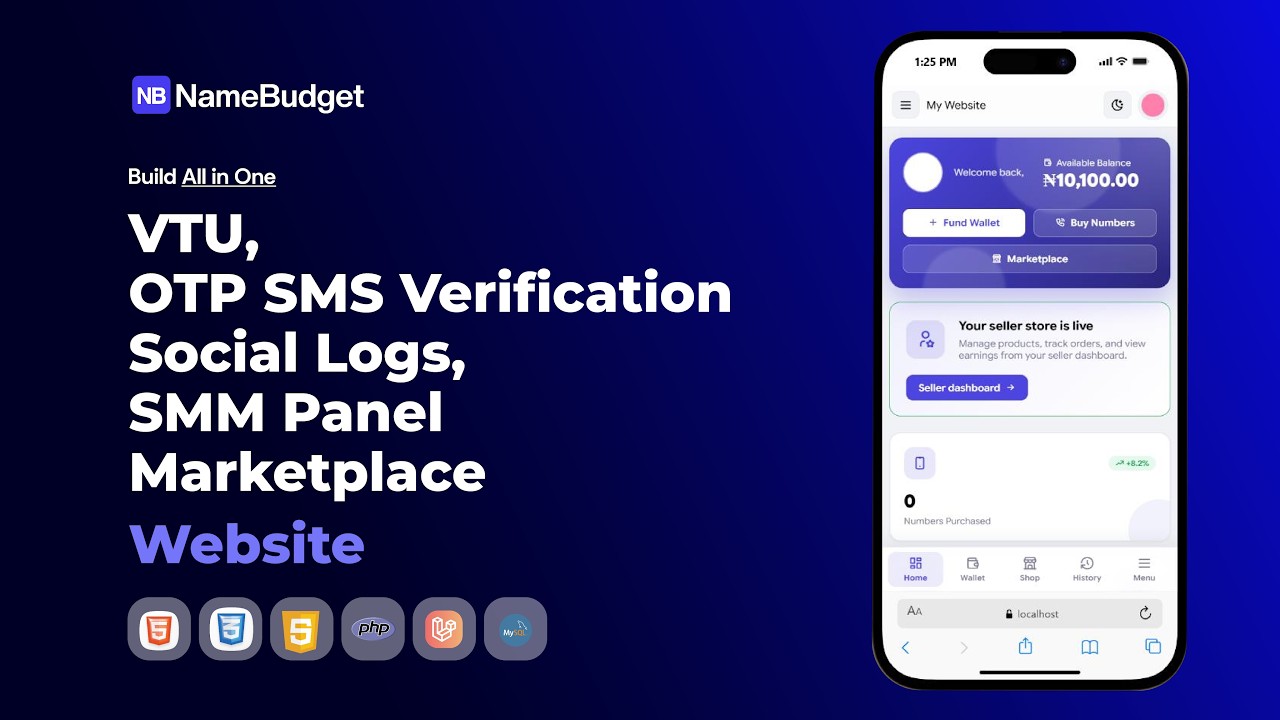 How To Create OTP SMS Verification, SMM Panel, VTU, Social Logs and Marketplace Website( All In One)