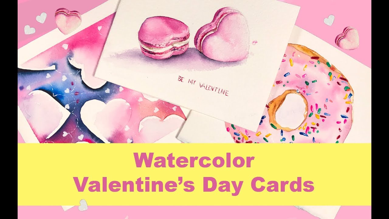 Watercolor Valentine's DAY Cards Painting Tutorials
