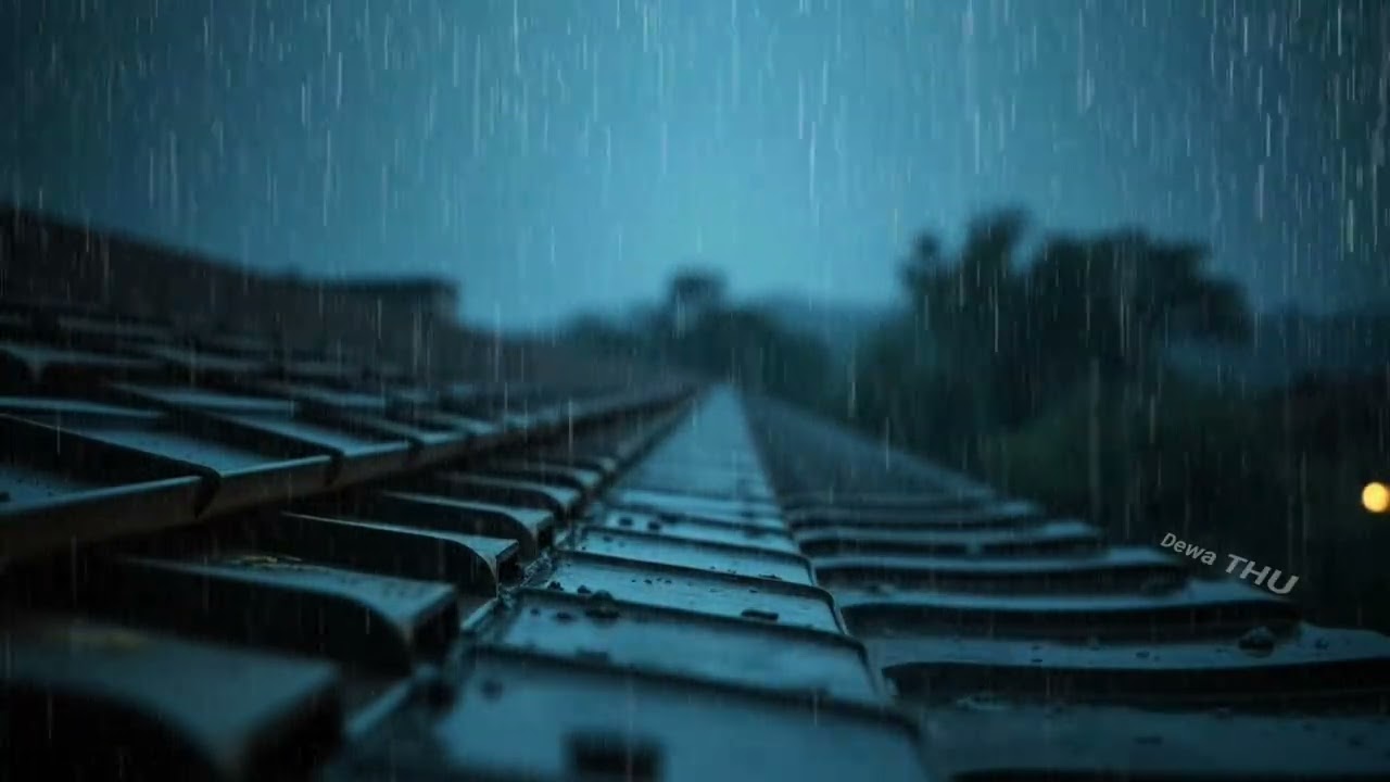 Dark Rainy Night on Rooftop 🌙 4K Rain Sounds for Sleep & Focus