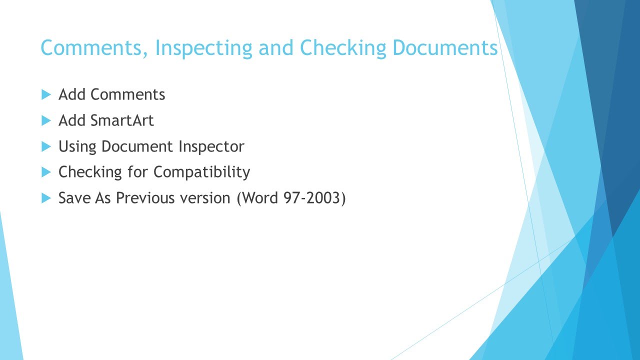 Word 2013 - Lesson 29 - Inspecting & Checking Documents