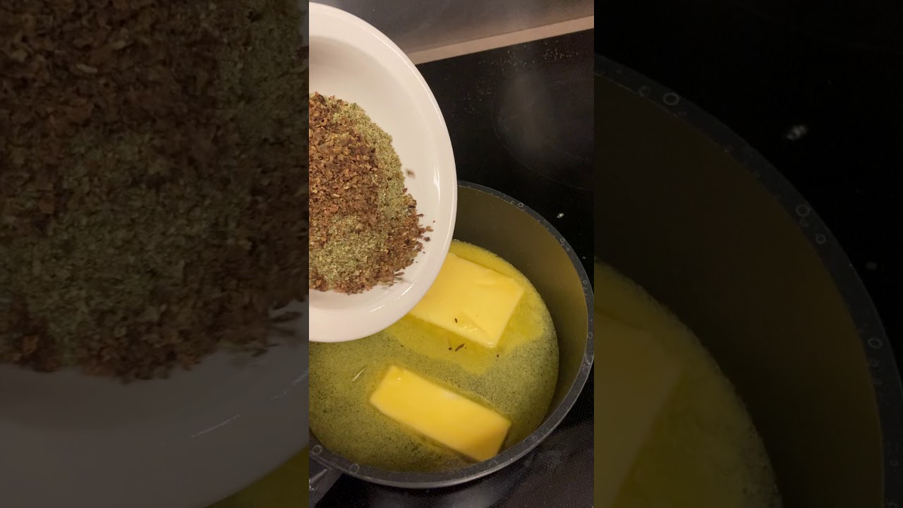 Adding the ground marijuana flower to butter