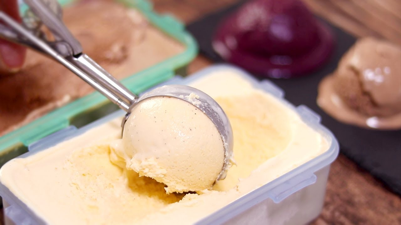 夏が来たので3種のアイスクリームを手作り。バニラ、チョコ、ブルーベリー。Ice Cream