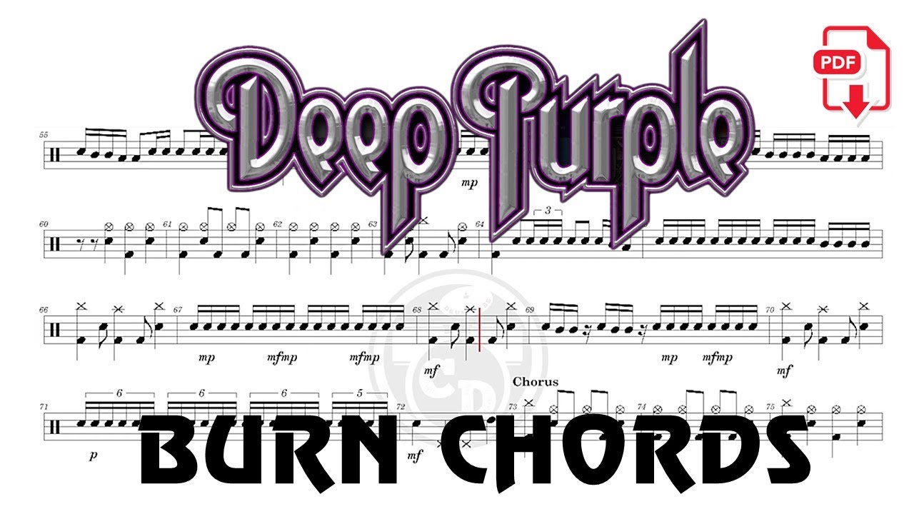 Deep Purple  - Burn Chords (🔴 Drum Notation | Tutorial) @chamisdrums Bass @ChamisBass