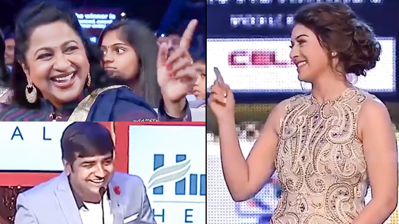 Raadhika Sarathkumar Enjoying Hansika And Sathish's Ultimate Comedy At SIIMA