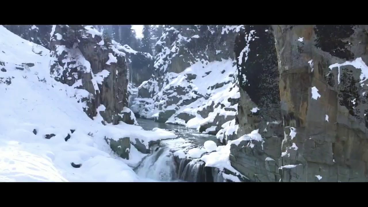 Drone footage of Aharbal waterfall kashmir.