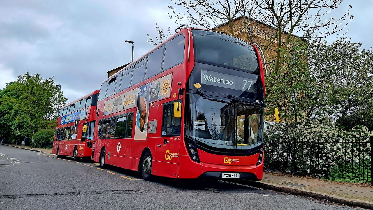 FULL ROUTE VISUAL - Route 77: Tooting Station - Waterloo - EH305 (YX18 KXT)