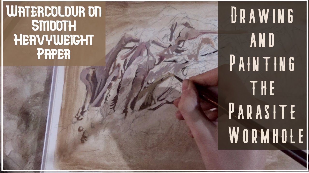 Drawing and Painting 'Parasite Wormhole' design with Watercolour and Gouache. ||Draca Wilford