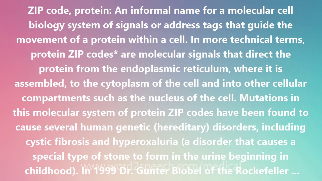 ZIP code, protein - Medical Meaning and Pronunciation