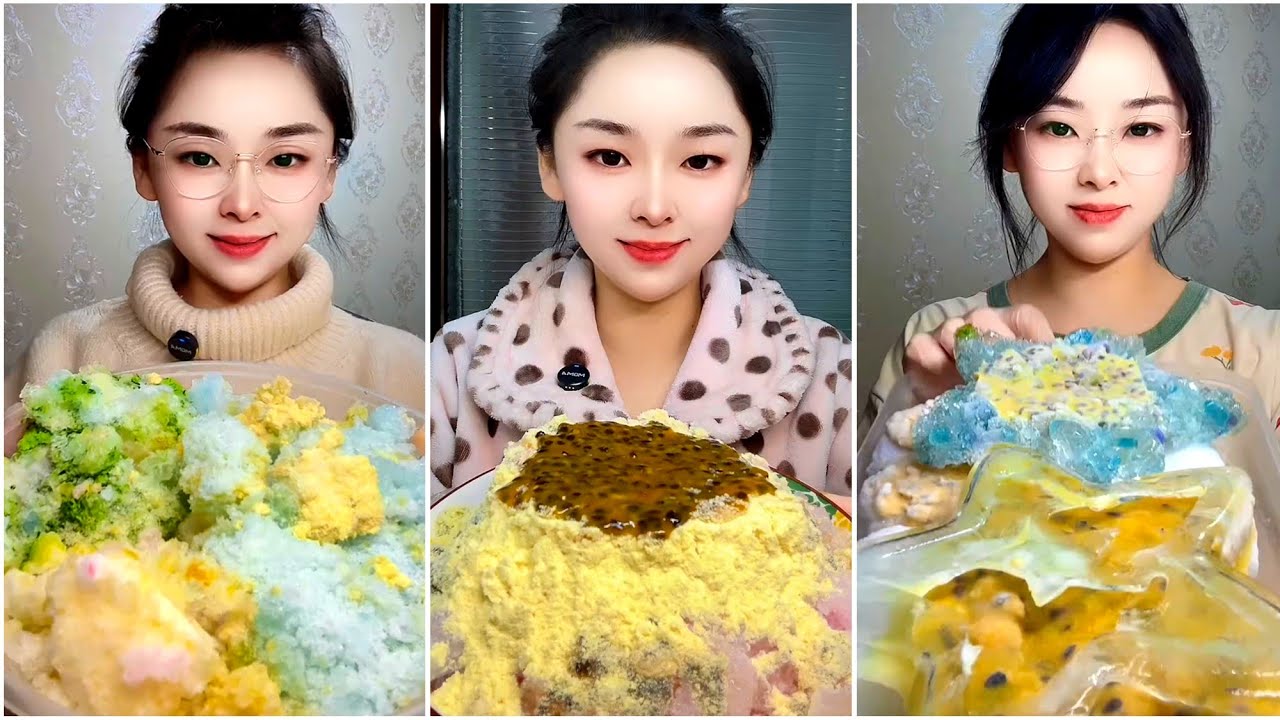  ASMR ice eating with passion fruit
