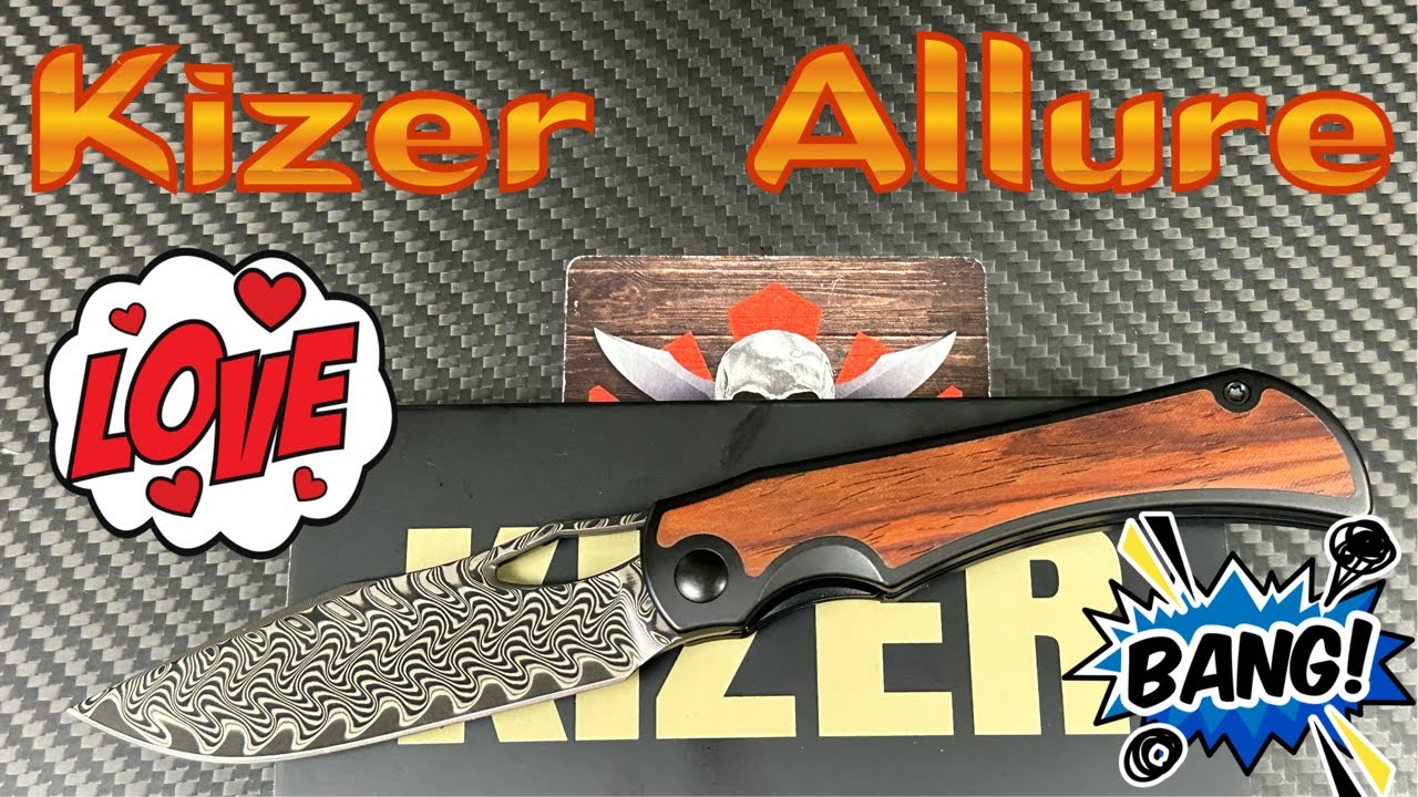 Kizer Allure! Дамасская сталь или титан S45VN/панамское розовое дерево!