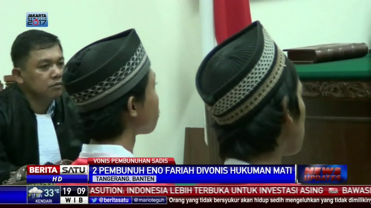 Dua Terdakwa Pembunuh Eno Divonis Hukuman Mati
