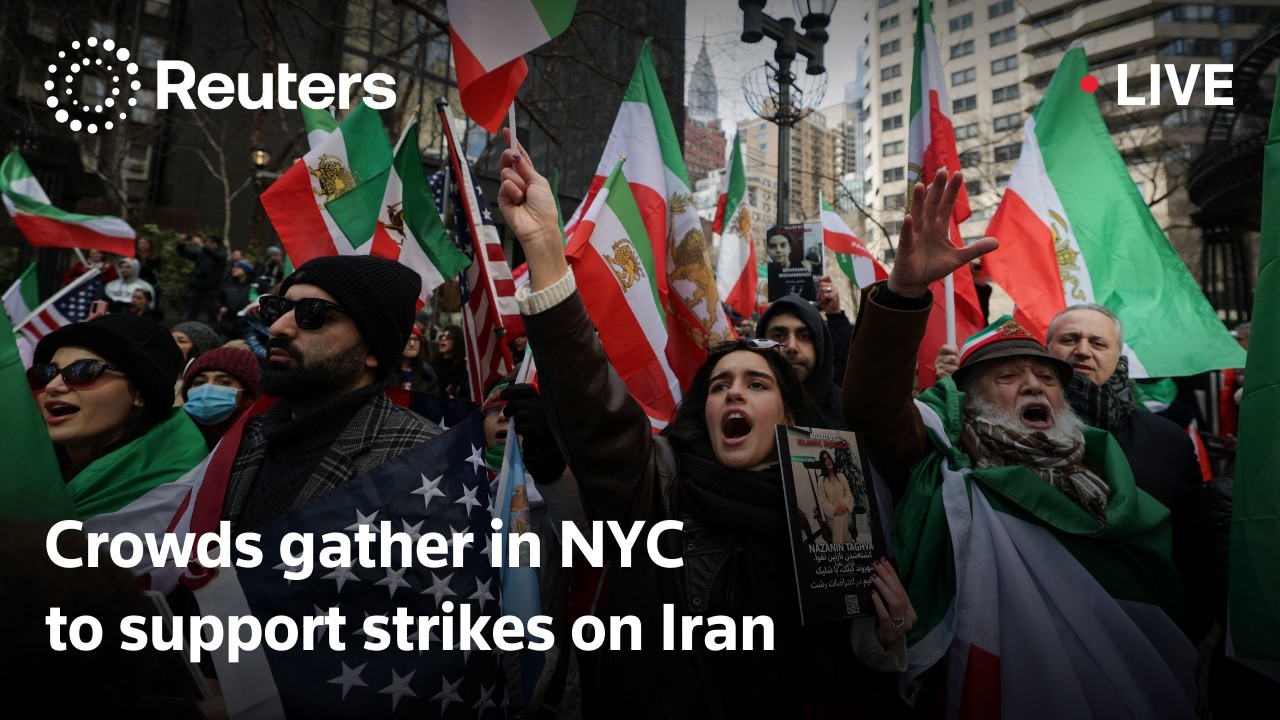LIVE: Crowds gather in Times Square in support of strikes on Iran