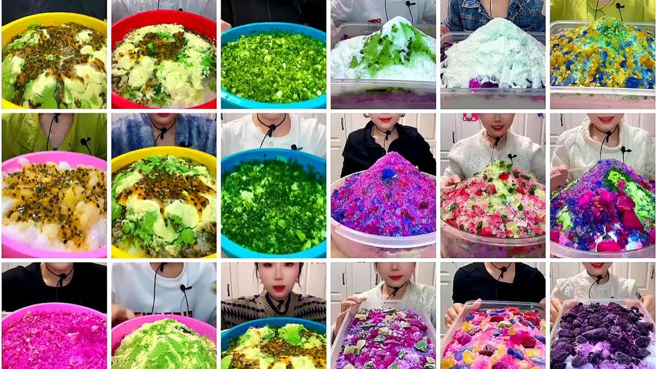 MOST REQUESTED|| PART-1|| 1 HOUR OF YY SHAVED ICE EATING [ONLY BITES ]WITH MATCHA AND MILK POWDER