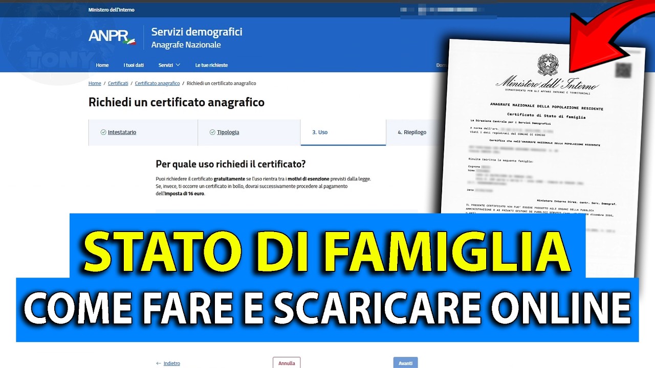 Come si SCARICA LO STATO DI FAMIGLIA ONLINE - Anagrafe Nazionale #tutorial #2026