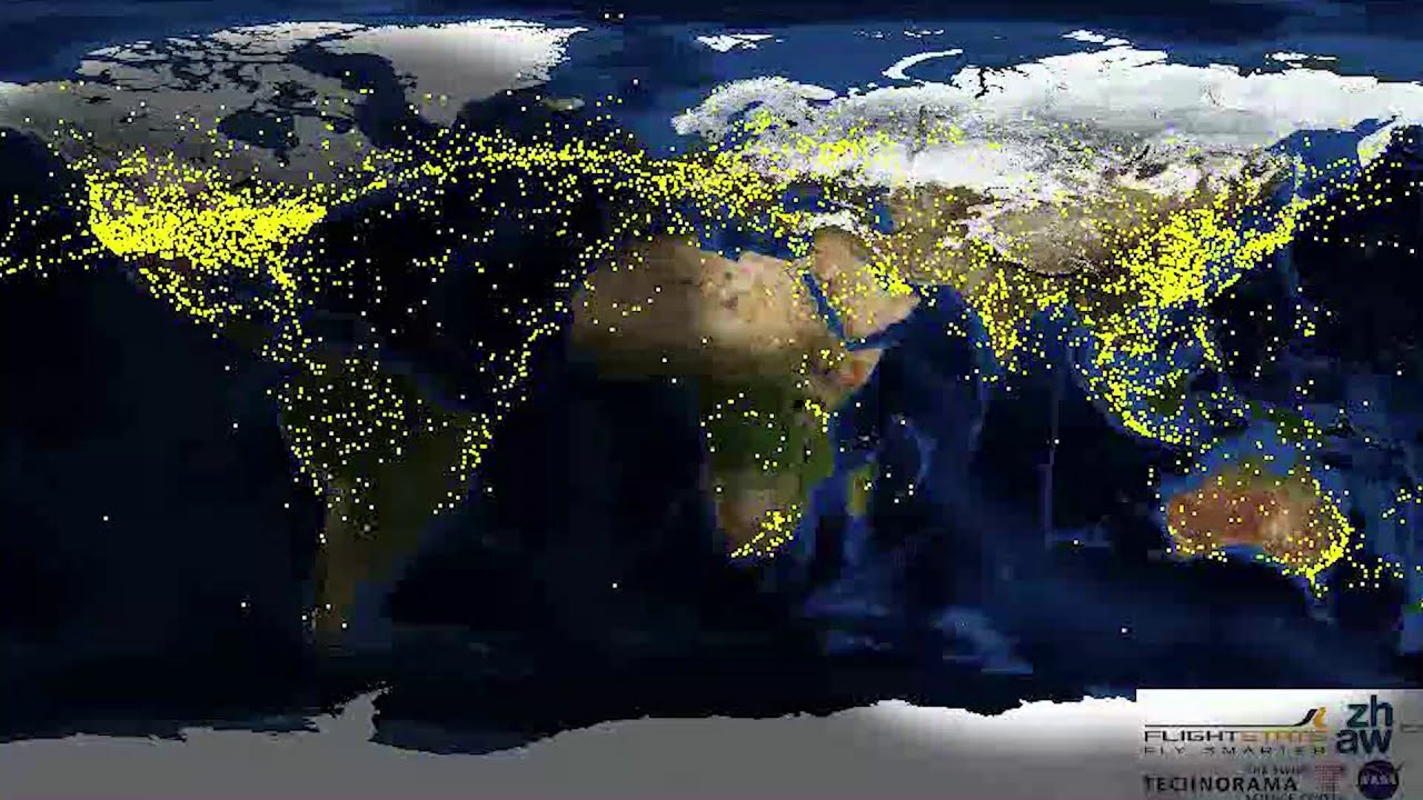 Timelapse of global air traffic