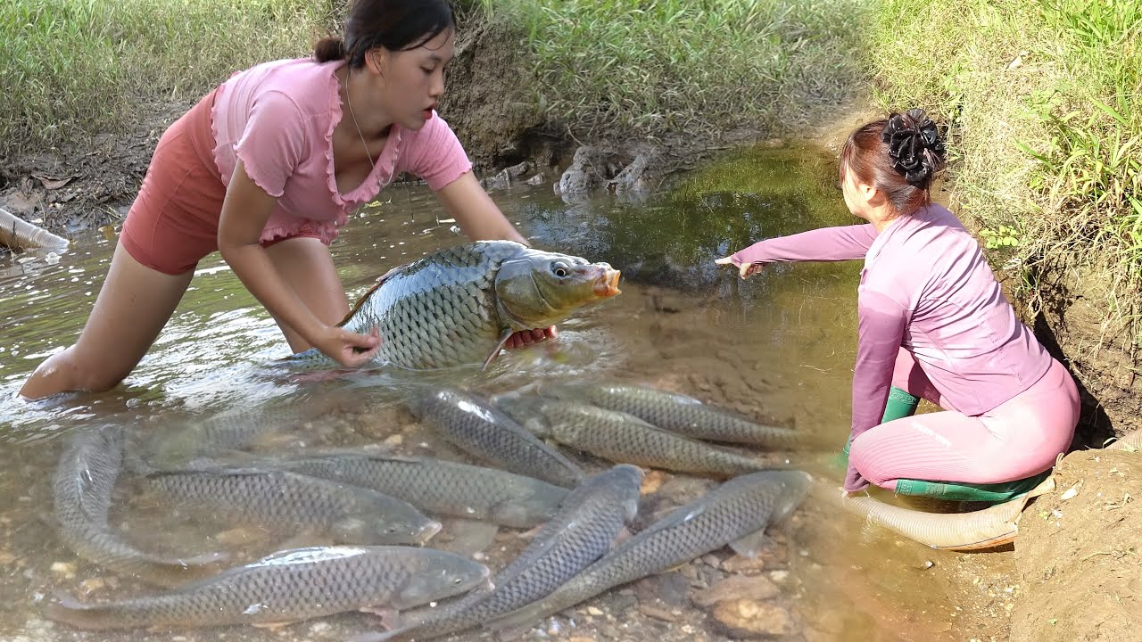 Full Video: Young Girl's Fishing on Rivers and Lakes, Uniques Fishing Skills, Catching A Lot Of Fish