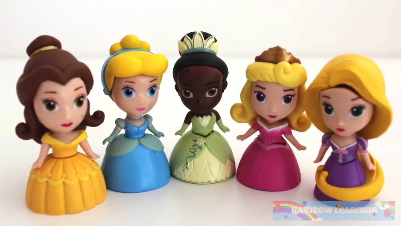 Play Doh Sparkle Disney Princess Dresses Ariel Elsa Belle Magiclip   Blind Bags   RainbowLearning