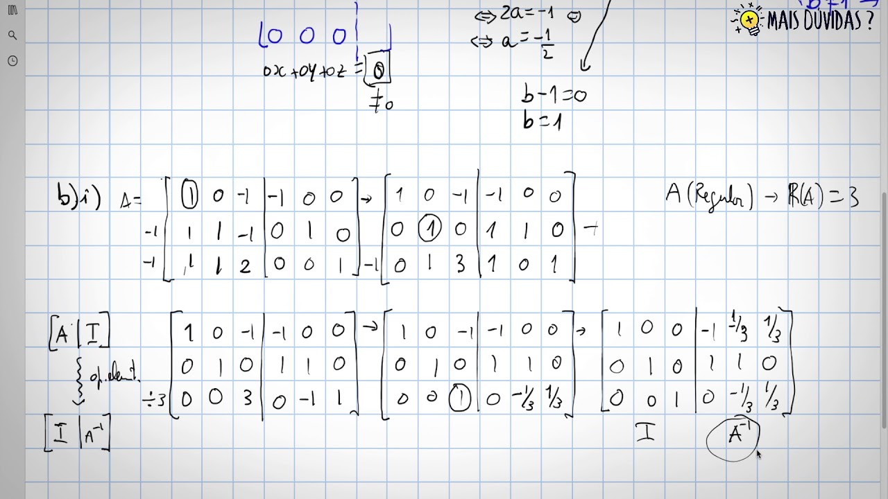 Exercício Sistemas Equações Lineares (Matrizes, Inversa, Combinação Linear) Parte 2/2