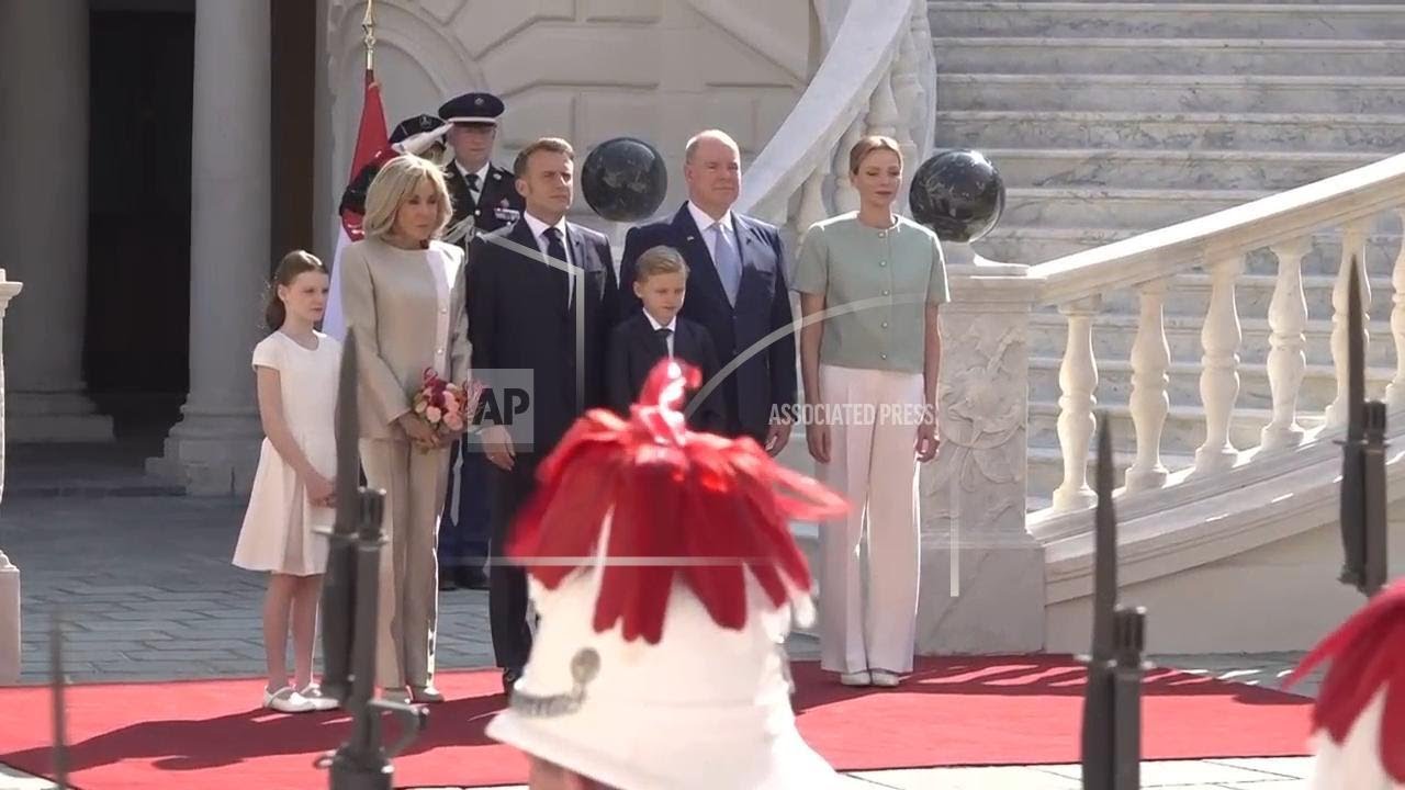 Monaco's Prince Albert II and Princess Charlene welcome French President Macron and first lady