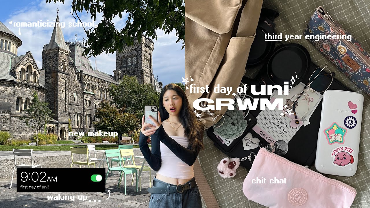 GRWM FIRST DAY OF UNI 𖦹｡🖇️°✩ 3rd junior year of engineering, uni vlog, flower knows makeup 🪷🧚🏻