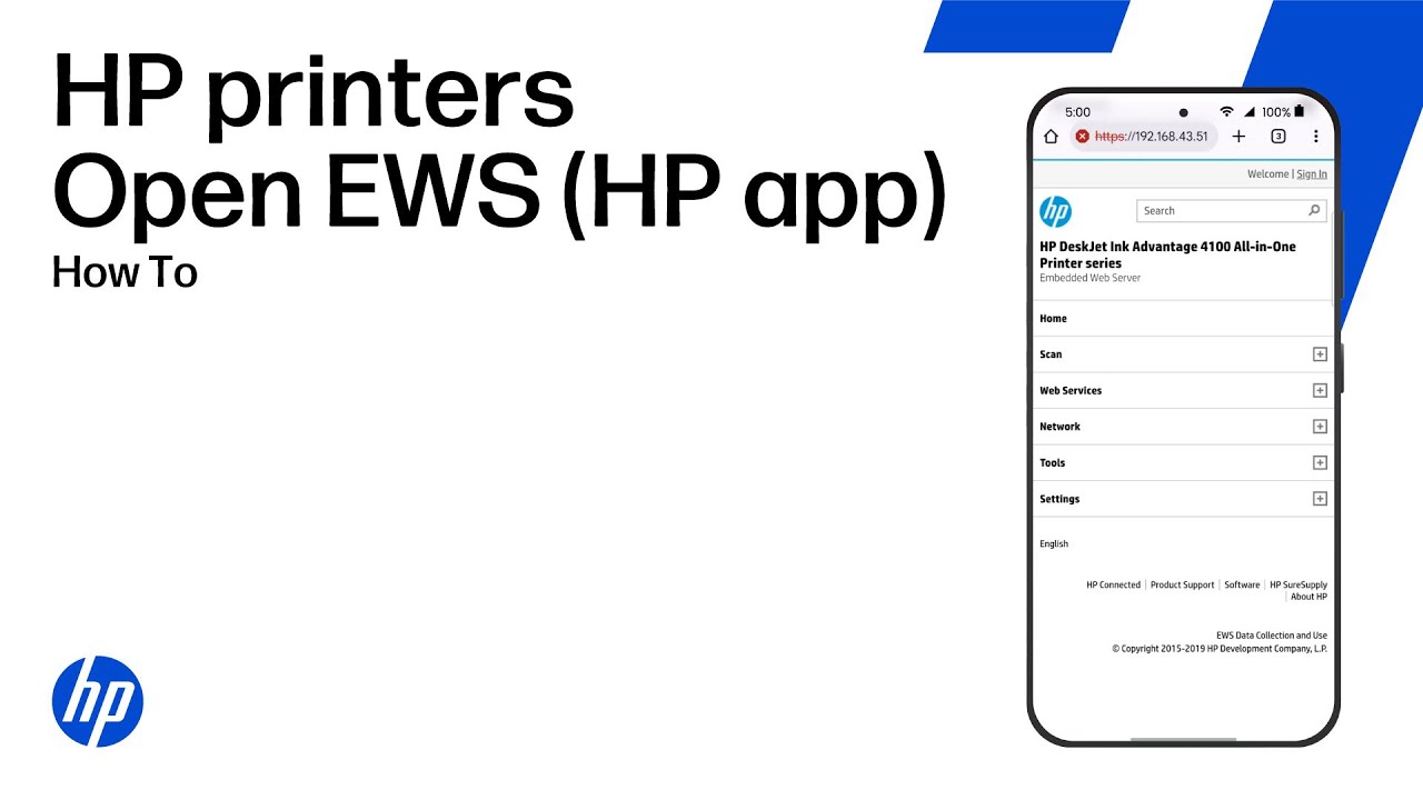 Open the Embedded Web Server (EWS) for your printer from the HP app | HP printers