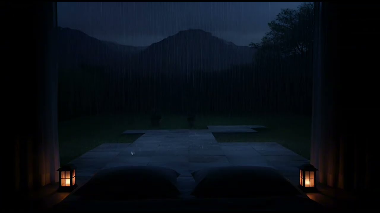 Deep Mountain in a Quiet Night 🌧 (No Ads) | Dark Bedroom for Sleeping & Relaxation